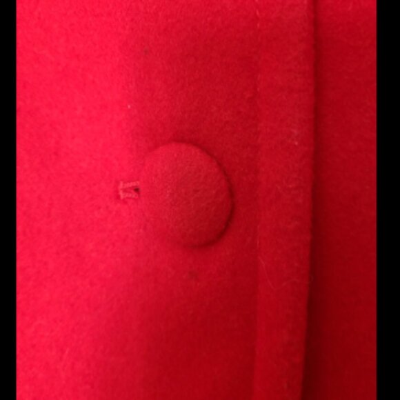 J. Crew Classic Red Wool Blend Coat with Fabric Covered Buttons and Pockets - Picture 6 of 12